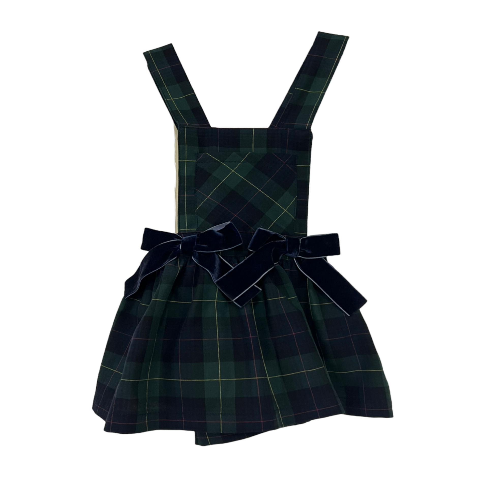 Green and blue tartan dungaree skirt