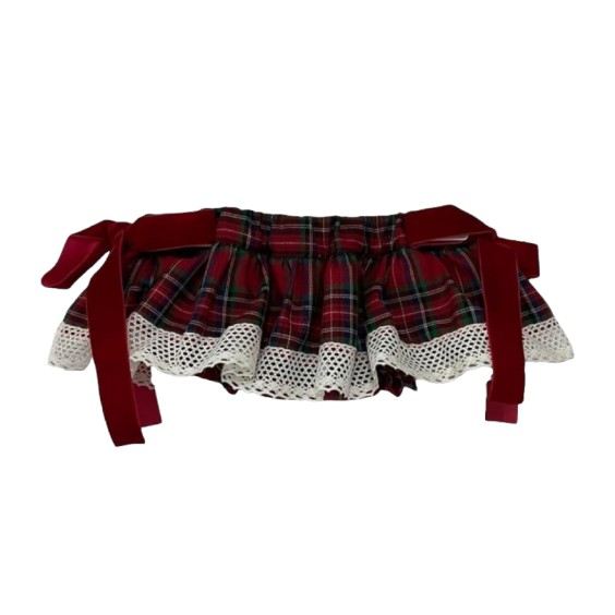 Red tartan bloomer with lace Red tartan bloomer with lace