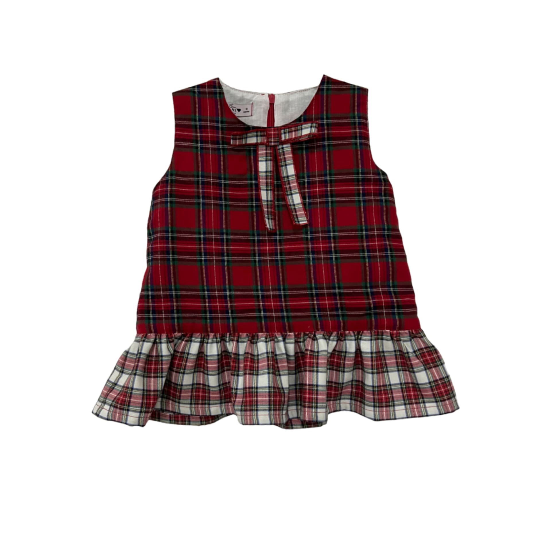 Red tartan and red and ivory tartan dress