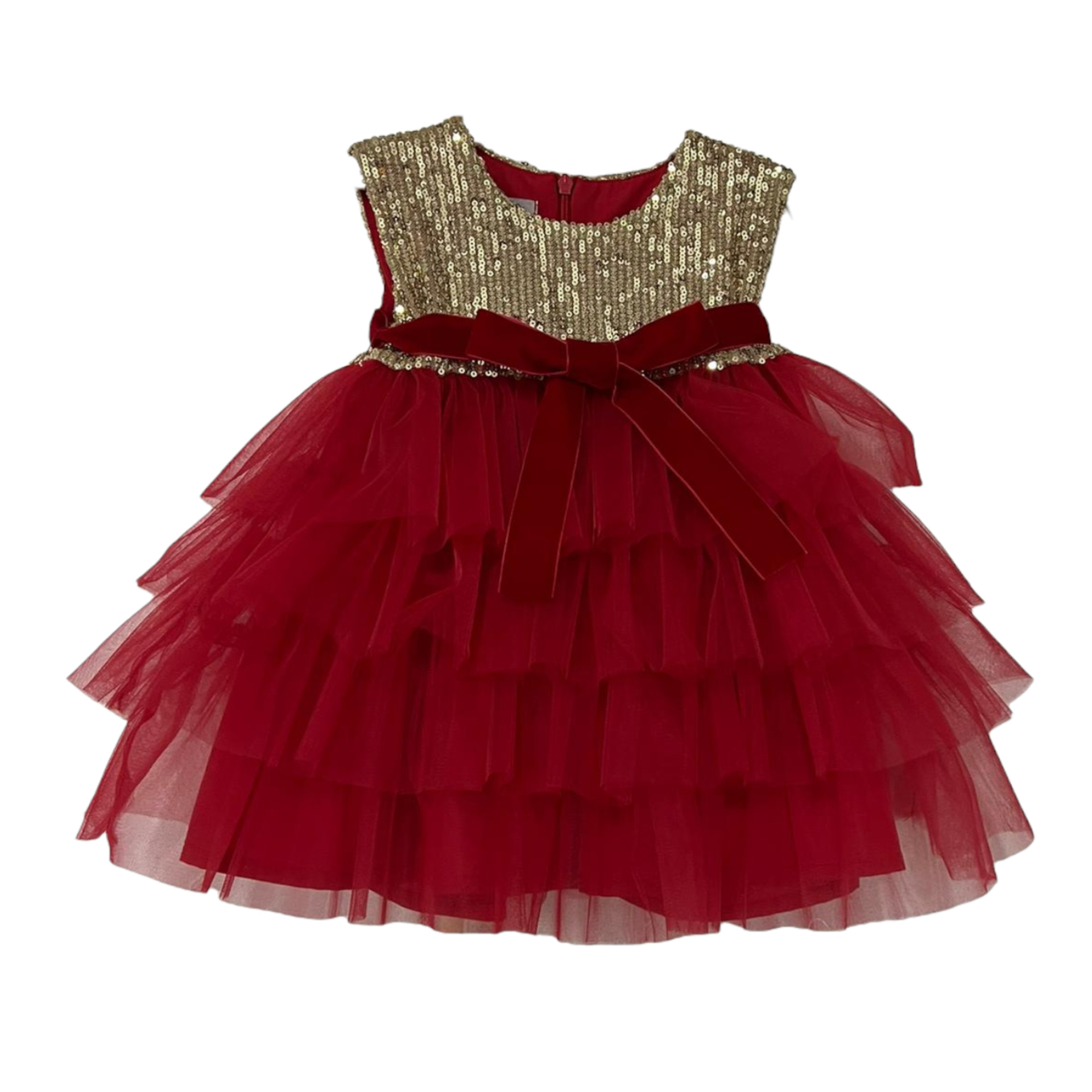 Sequins and red tule dress