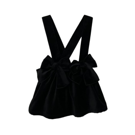 Black velvet skirt with braces