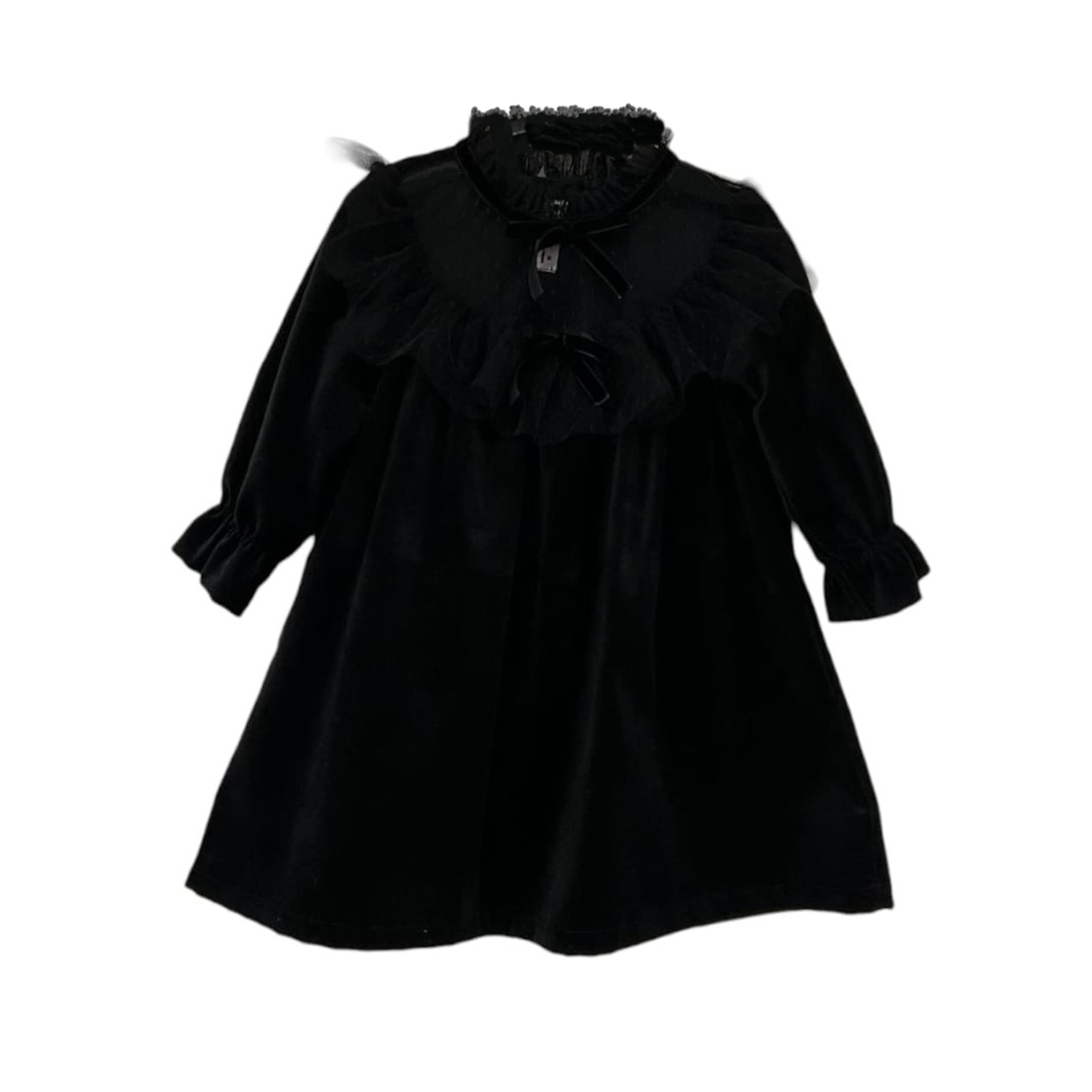 Black velvet with black tule dress