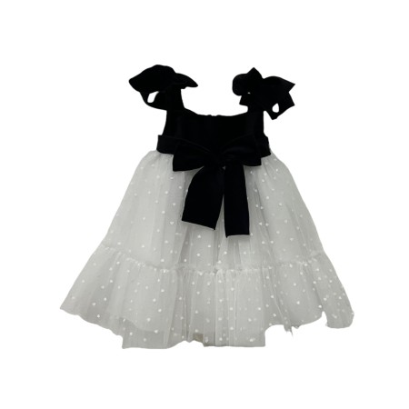 White tule dress with black velvet