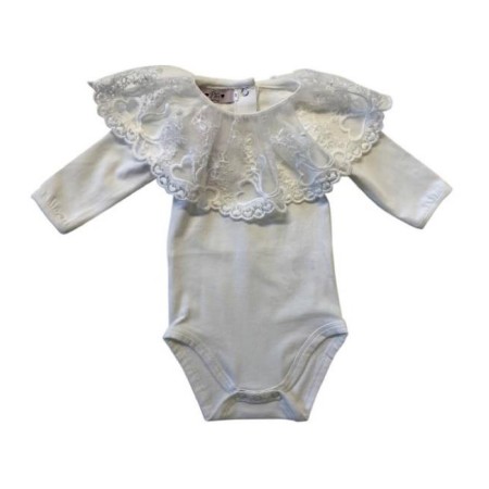 Ivory body/tshirt collar tule with bow
