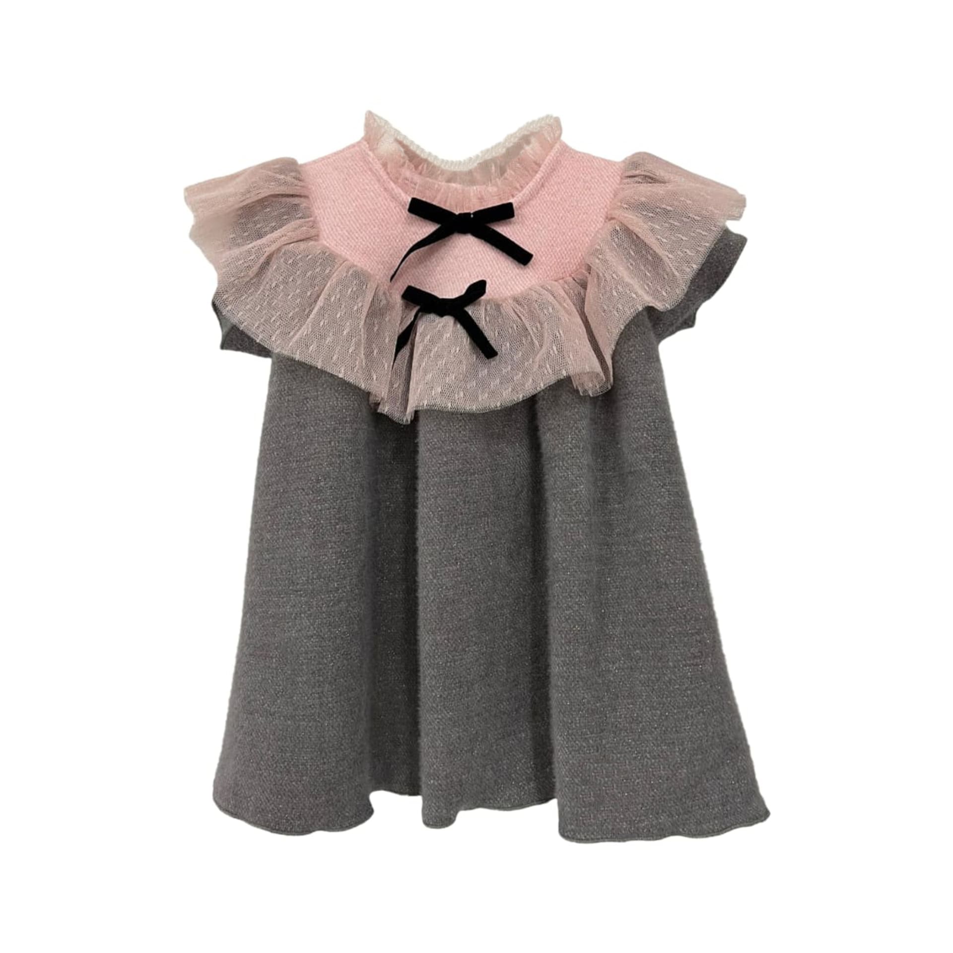 Robe en jersey gris avec tule rose