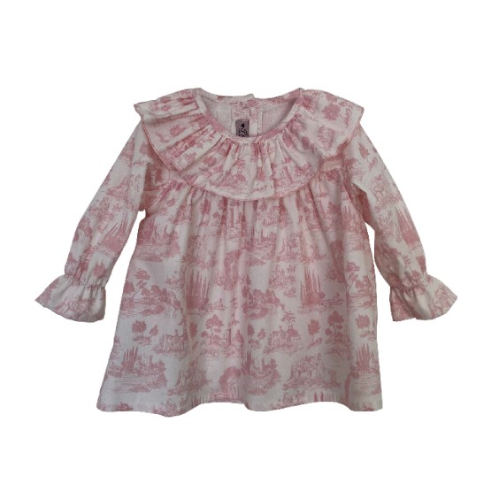 Pink toile de jouy collar blouse