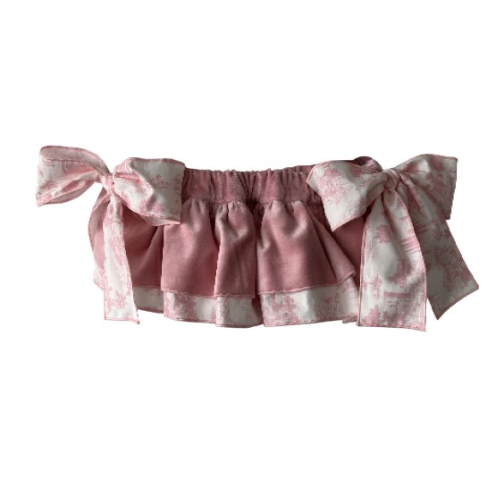 Pink velvet  2 frill bloomer