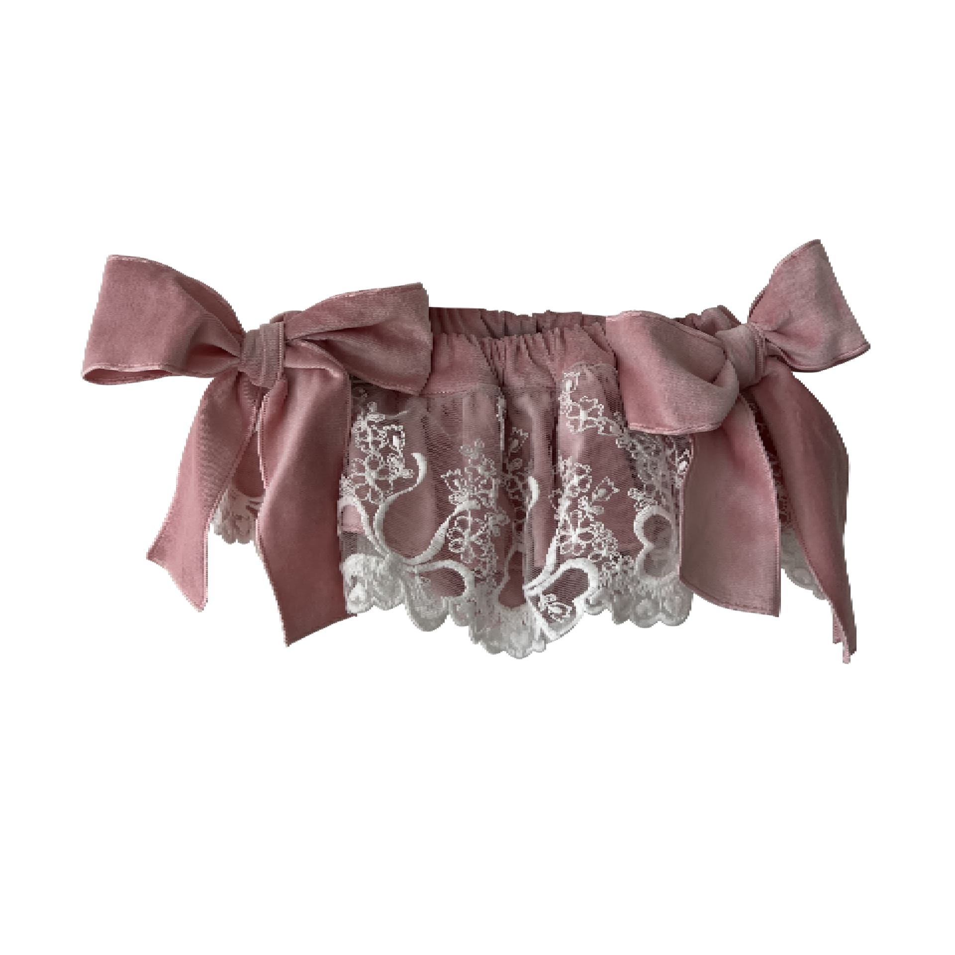 Pink velvet bloomer with lace