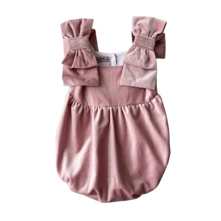 Barbotteuse en velours rose avec deux noeuds