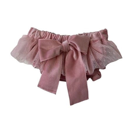 Pink velvet with pink tule frill bloomer