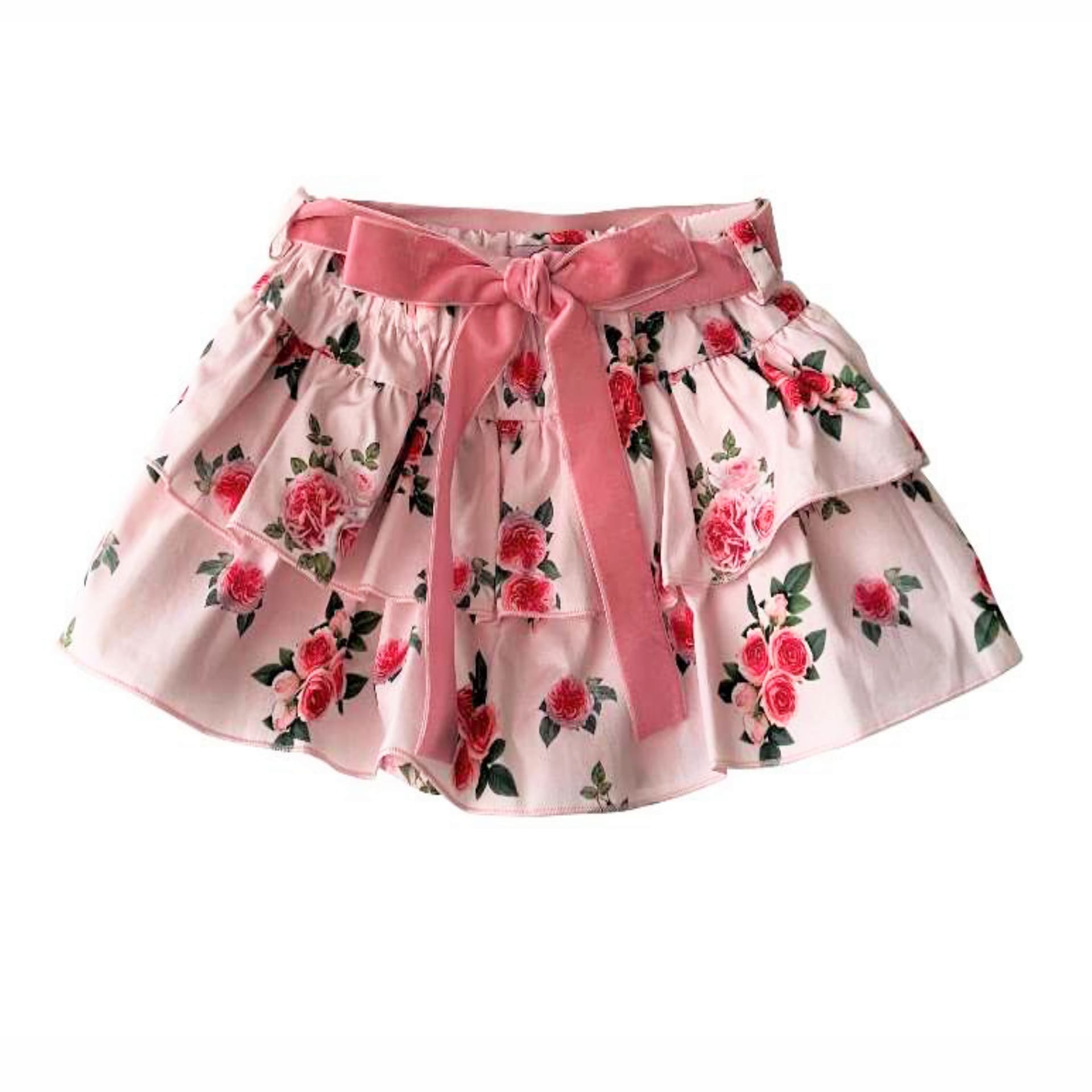 Pink camellia frill skirt