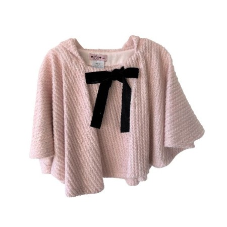 Pink wool hood poncho