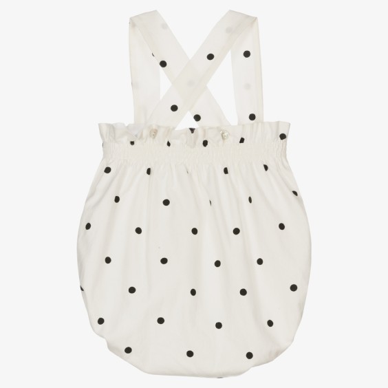 Ivory black dots romper