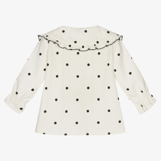 Ivory black dots 2 collar blouse