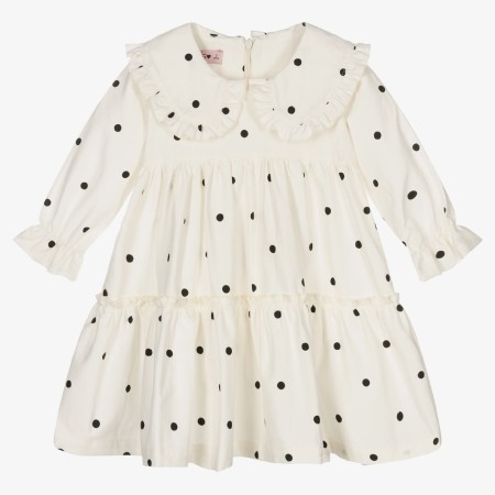 Ivory black dots dress