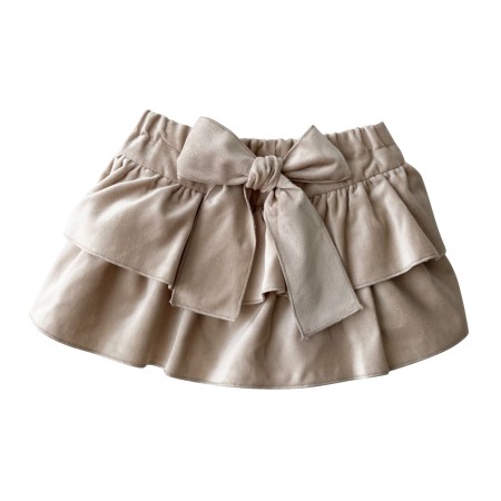 Beige velvet frill skirt