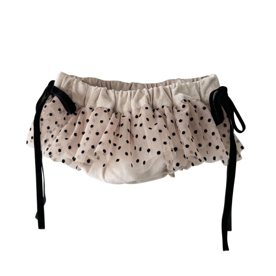 Bloomer velours beige avec tulle points noirs Bloomer velours beige avec tulle points noirs
