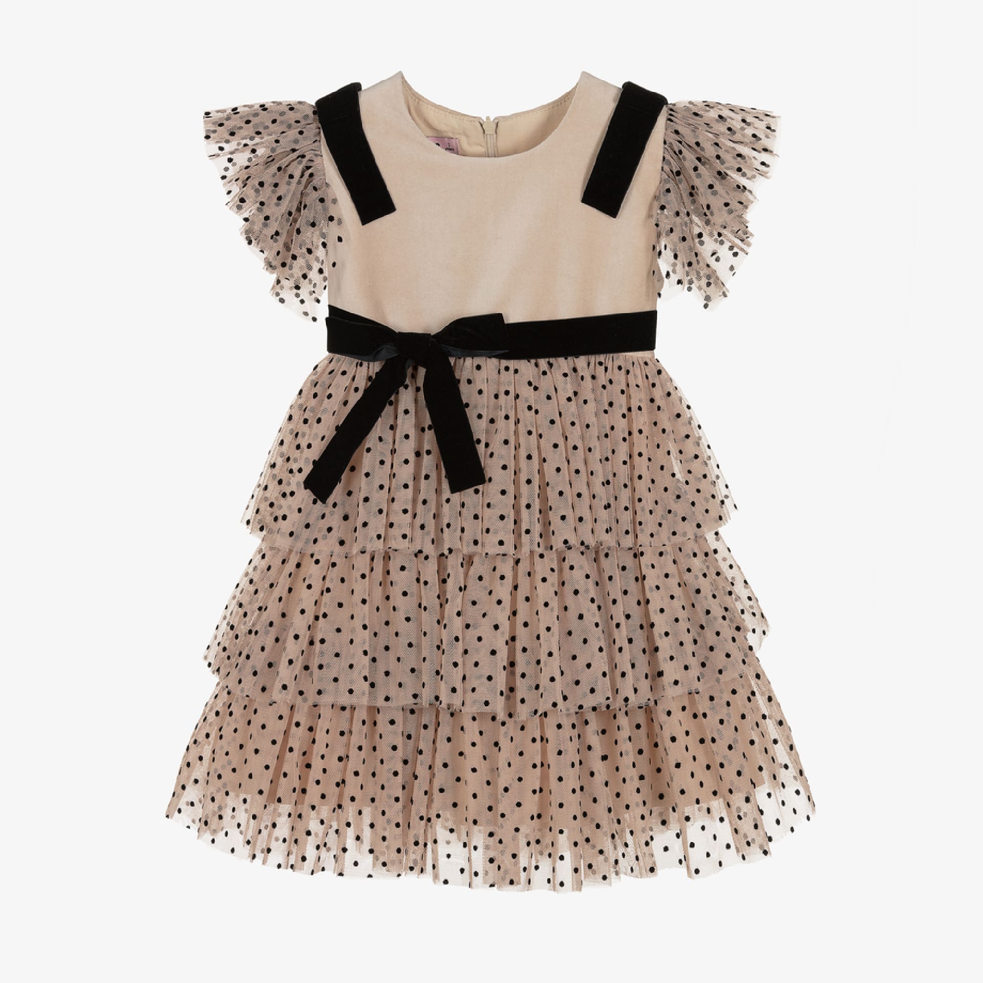 Robe en tulle à pois noirs