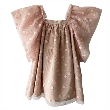 Beige tule with pink dots dress