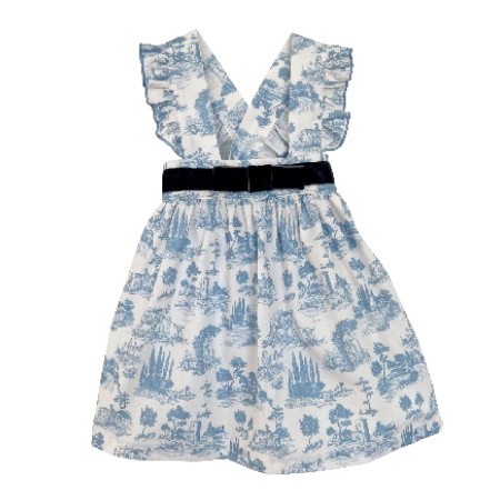 Blue toile de jouy pinafore dress