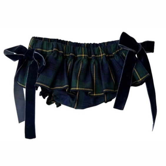 Green tartan 2 bows bloomer Green tartan 2 bows bloomer