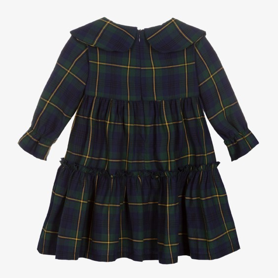 Green tartan 2 collar dress
