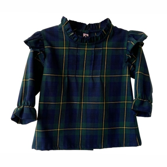 Green tartan blouse
