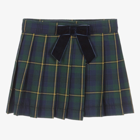 Green tartan pleated skirt