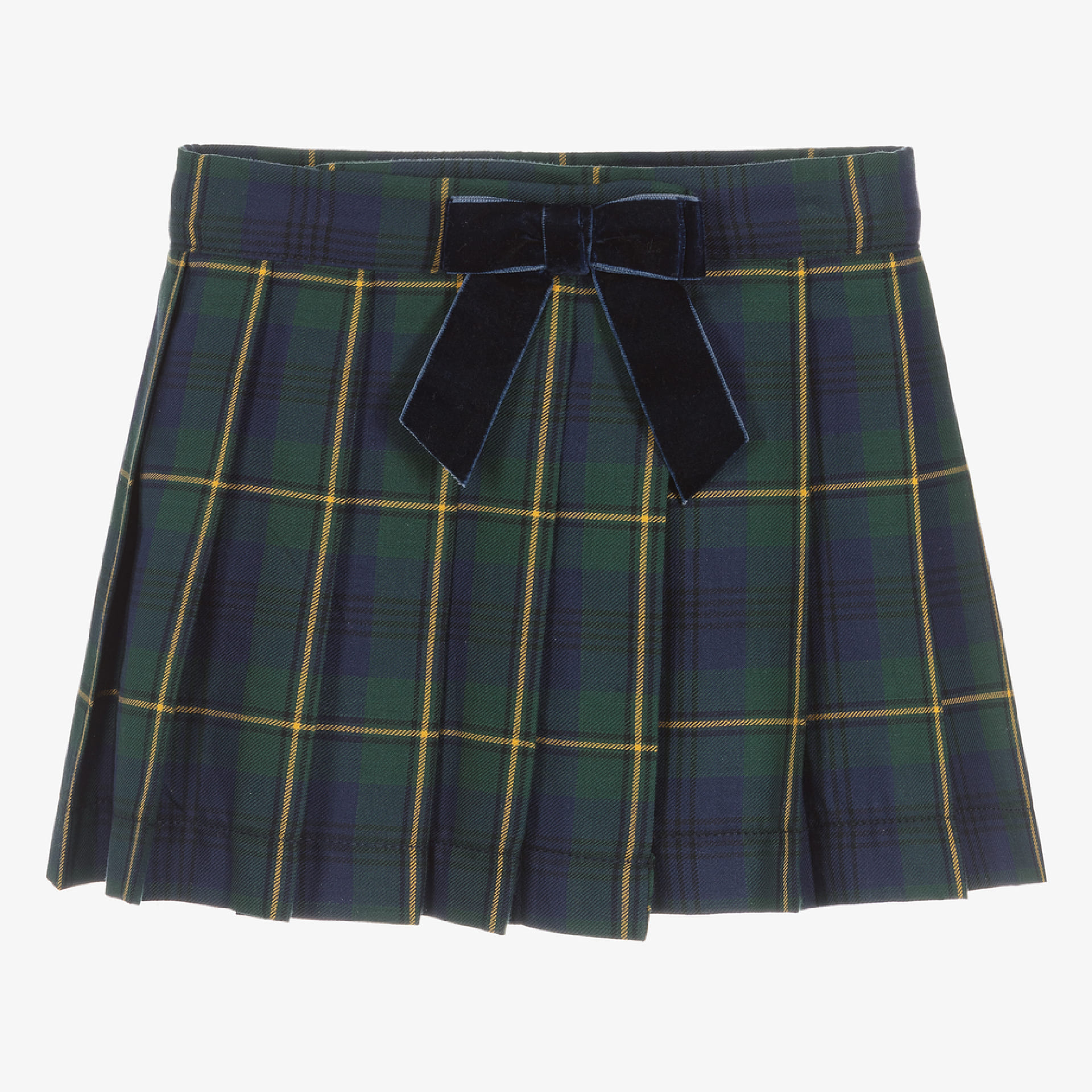 Green plaid pleated skirt