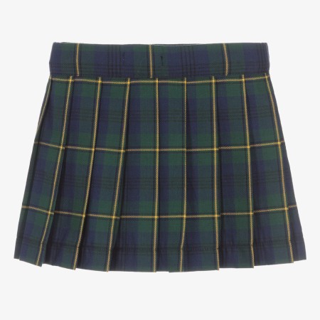 Green tartan pleated skirt