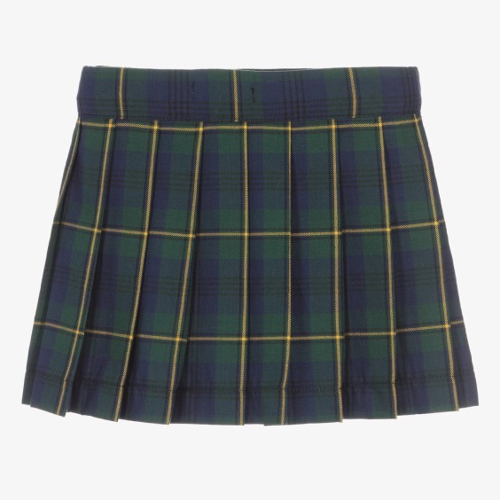 Green tartan pleated skirt