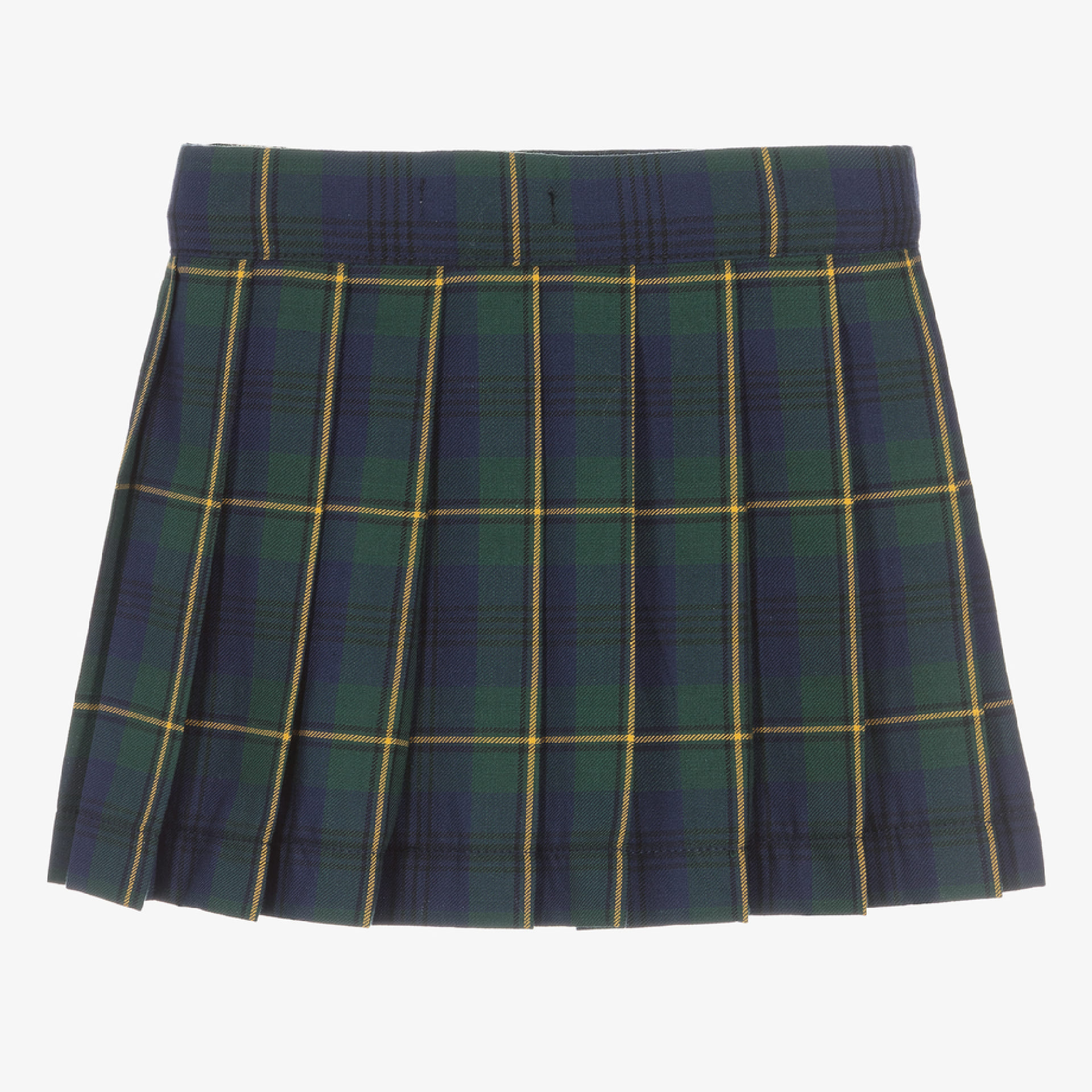 Green plaid pleated skirt