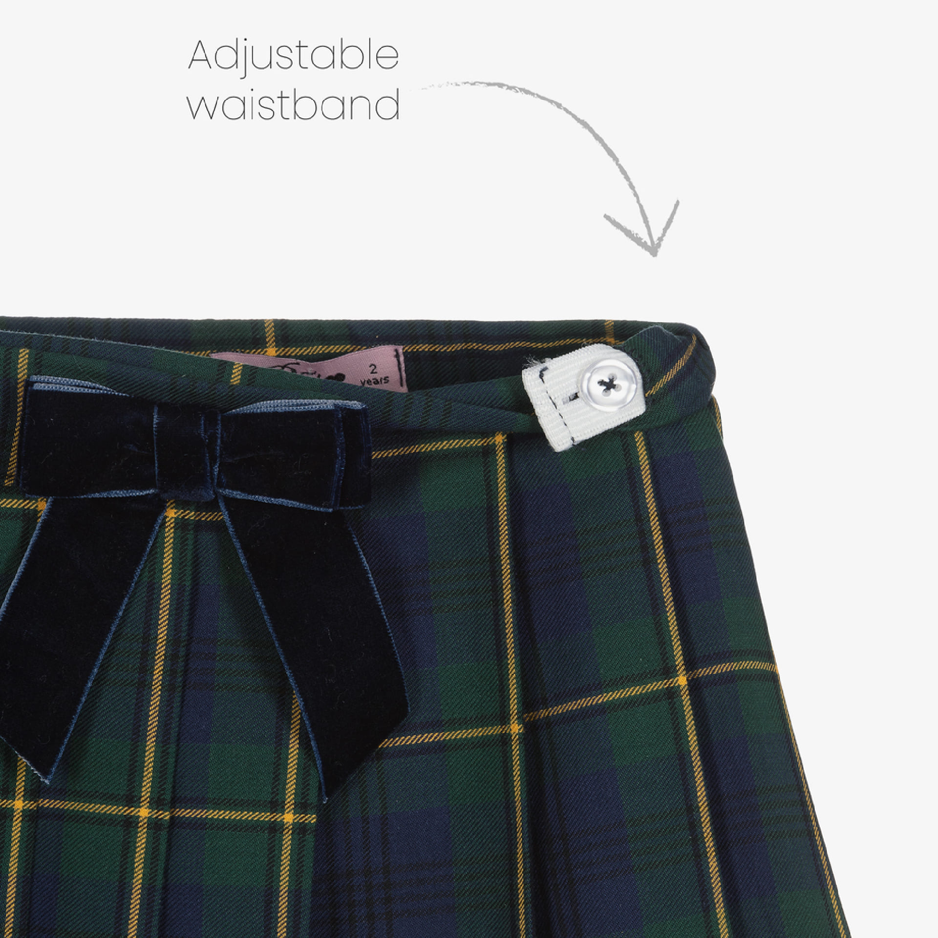 Green plaid pleated skirt