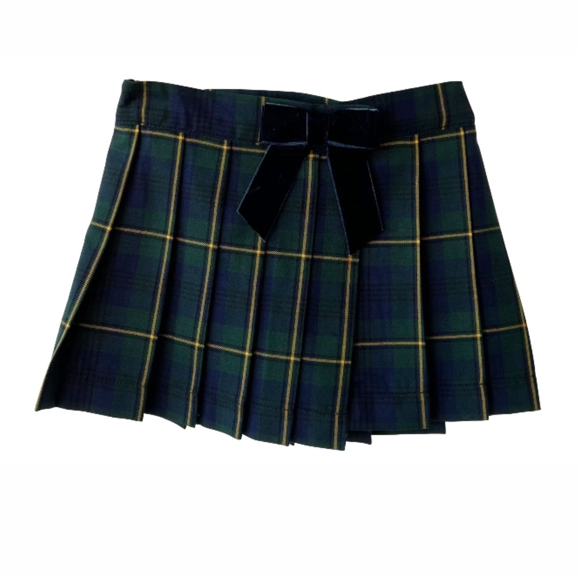 Green plaid pleated skirt