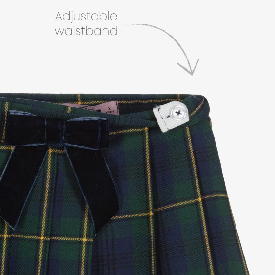 Green tartan pleated skirt