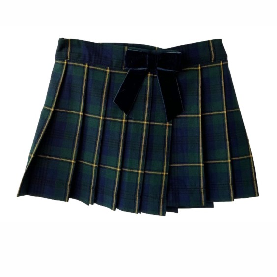 Green tartan pleated skirt