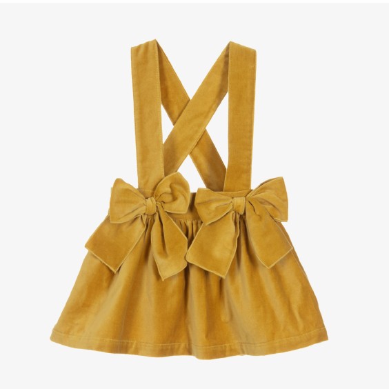 Mustard velvet skirt with straps