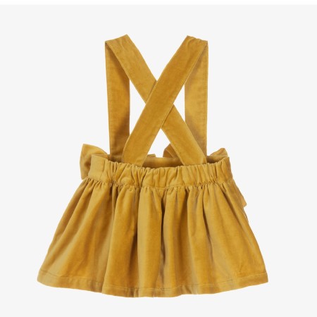 Mustard velvet skirt with straps