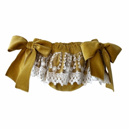 Mustard velvet tule bloomer