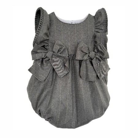 Grey with beige stripes romper