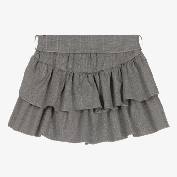 Grey with beige stripes frill skirt