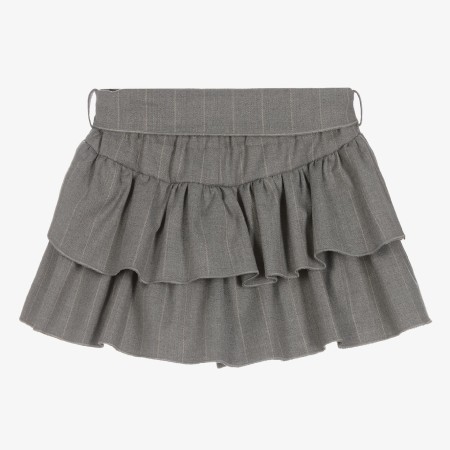 Grey with beige stripes frill skirt