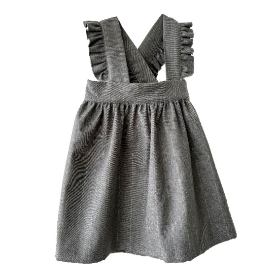 Grey with beige straps pinafore dress