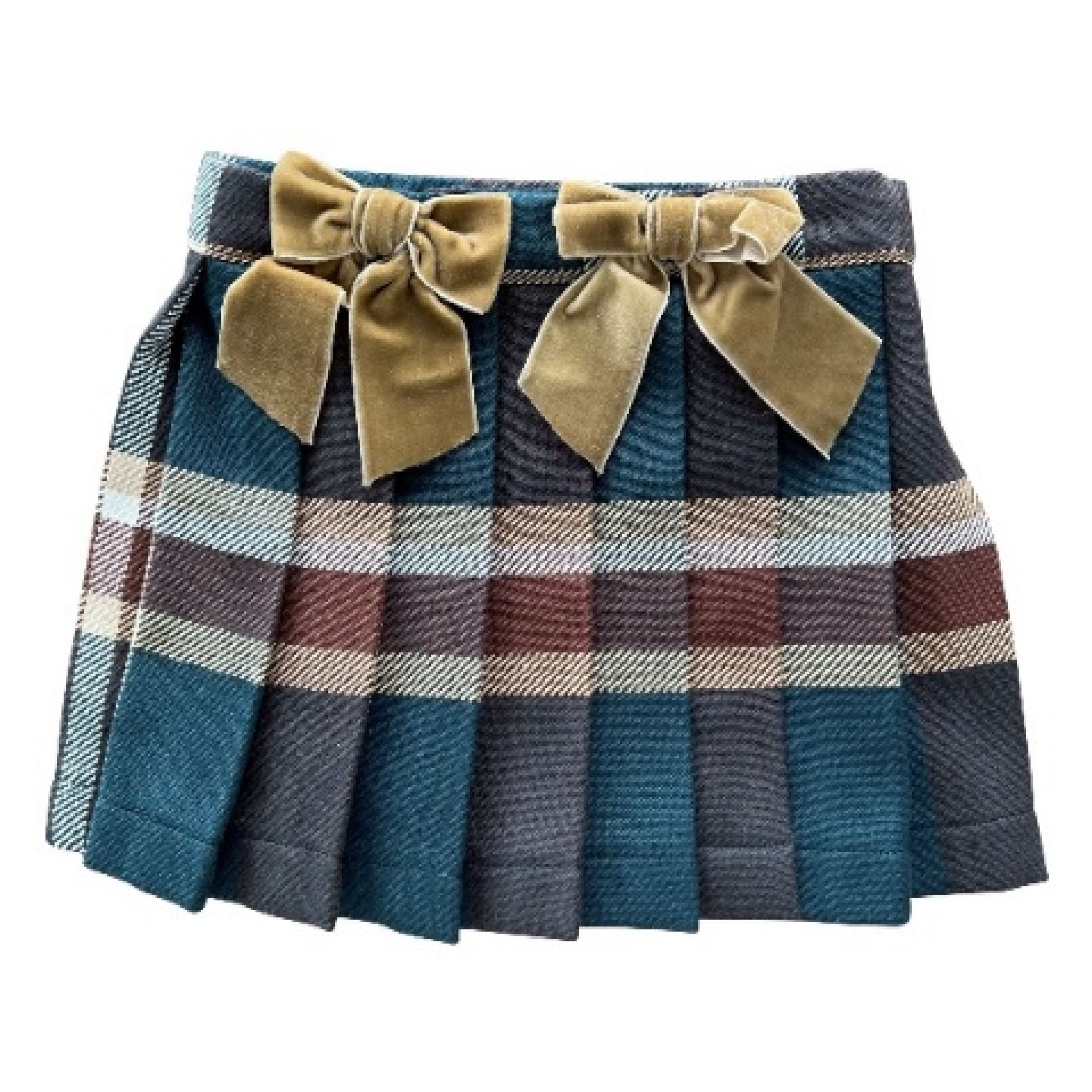 Blue tartan pleated skirt