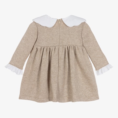 Vestido malha dourada com gola branca Vestido malha dourada com gola branca