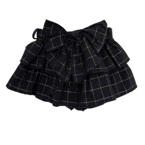 Grey check frill skirt