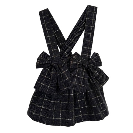 Grey check skirt with straps