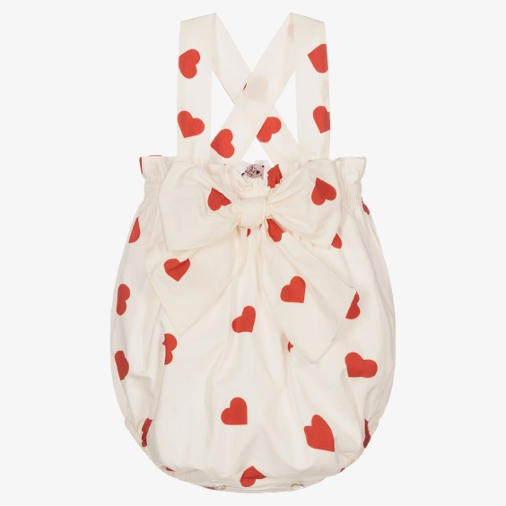 Ivory with red hearts romper