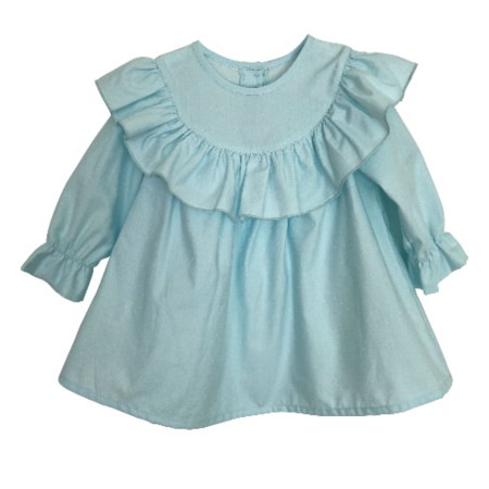 Turquoise frill blouse