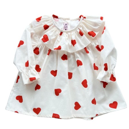 Ivory with red hearts collar blouse